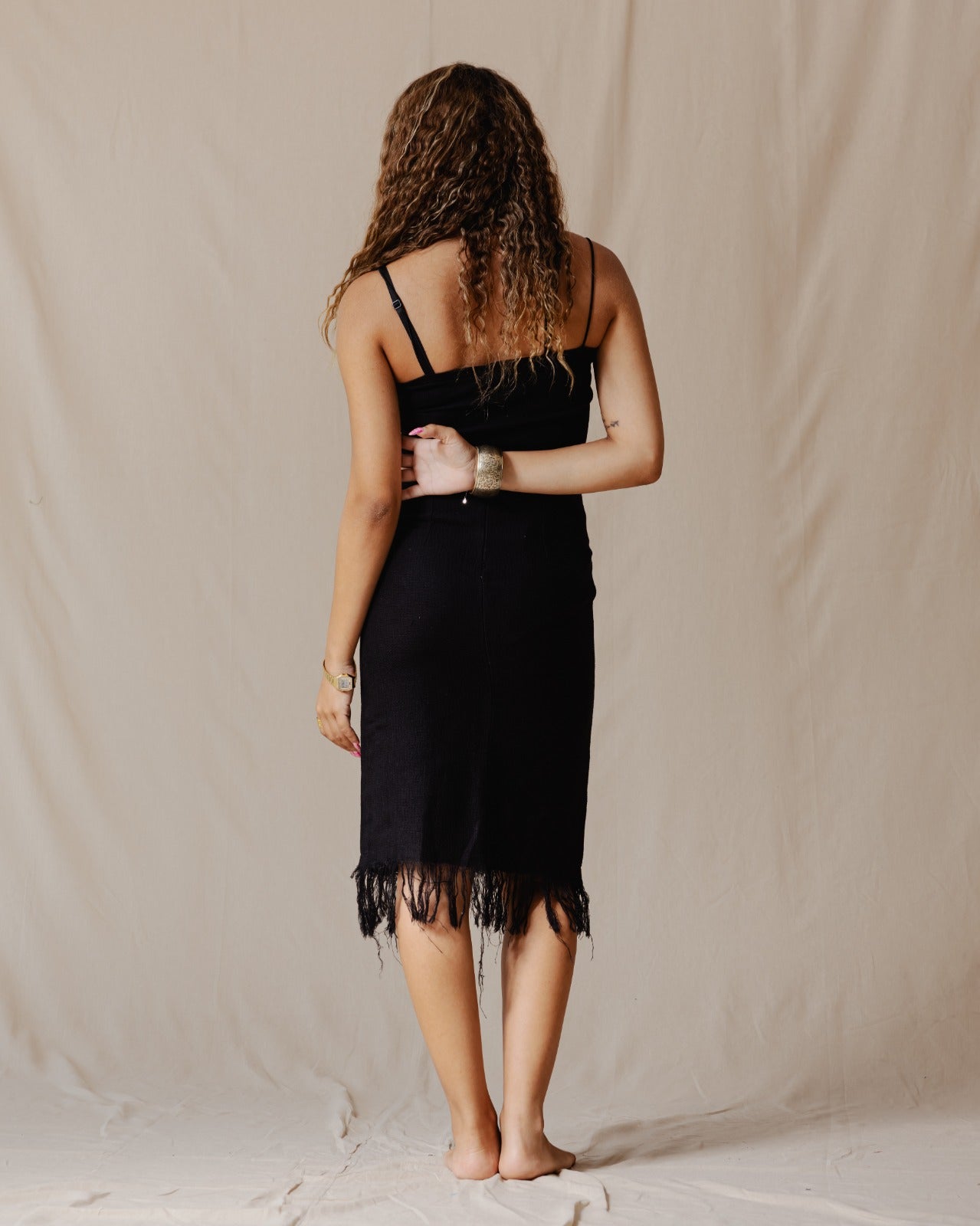 Gonna Boho con frange nera