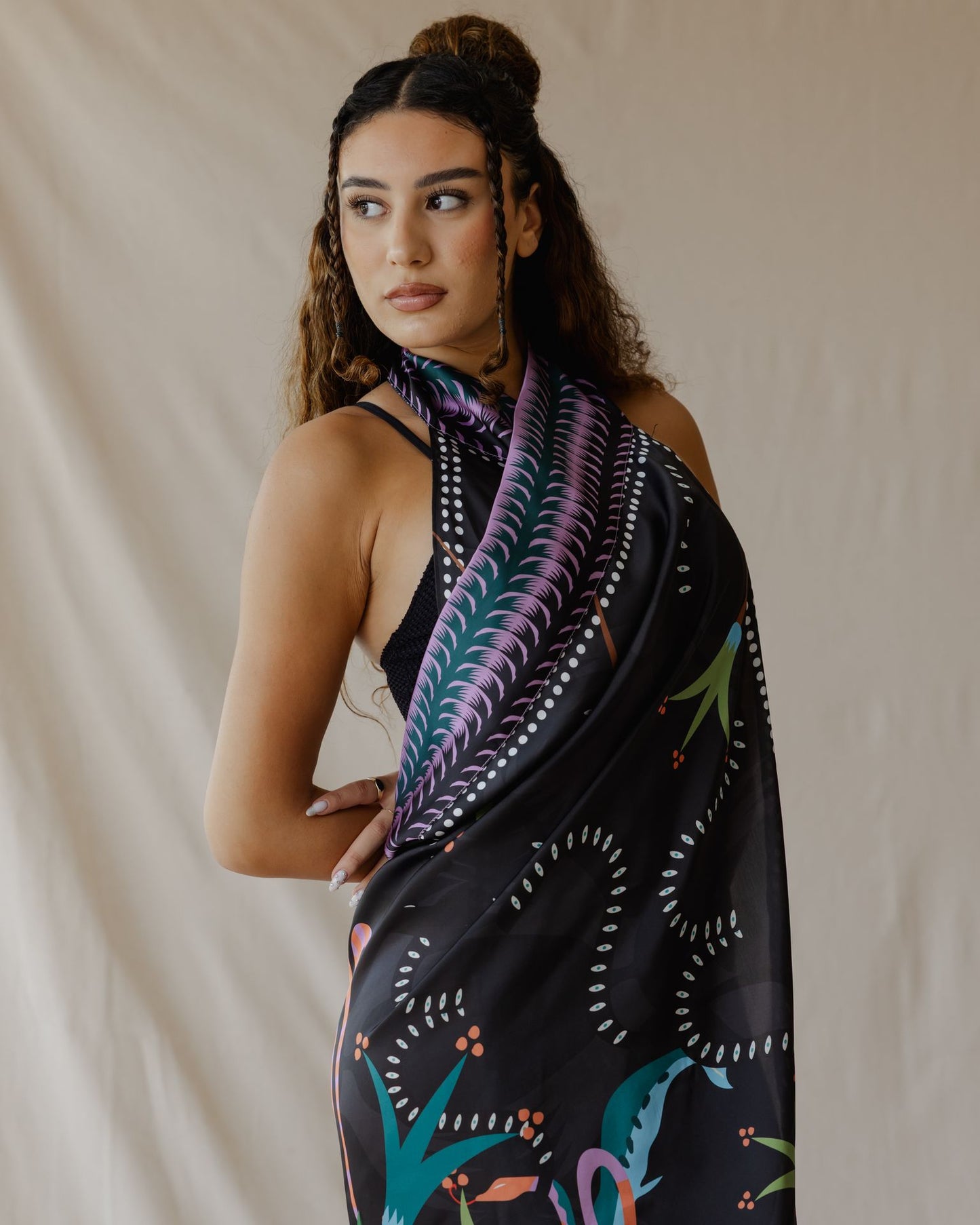 Wild Cats Sarong Black