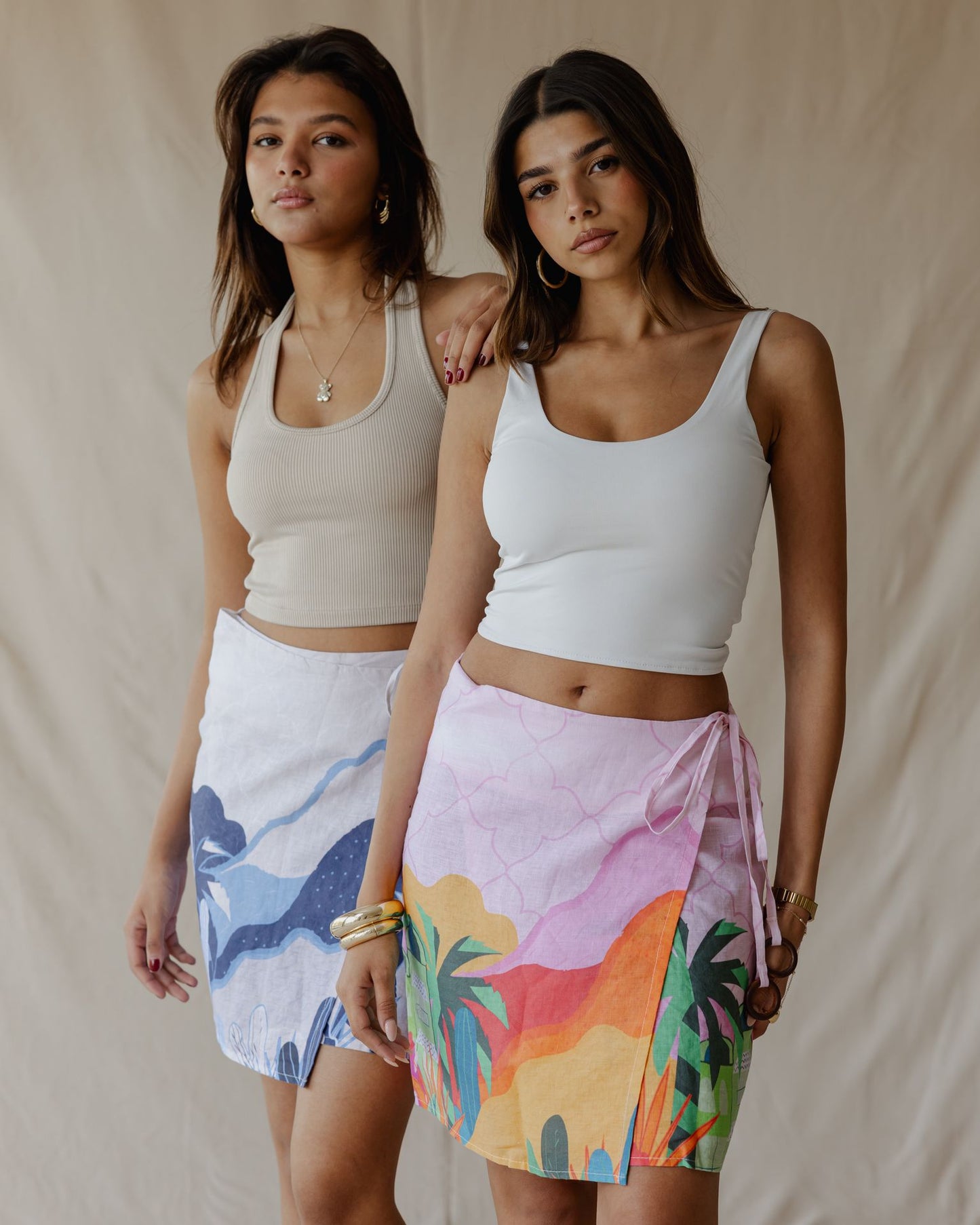 Pink Sunset Oasis Linen Skirt