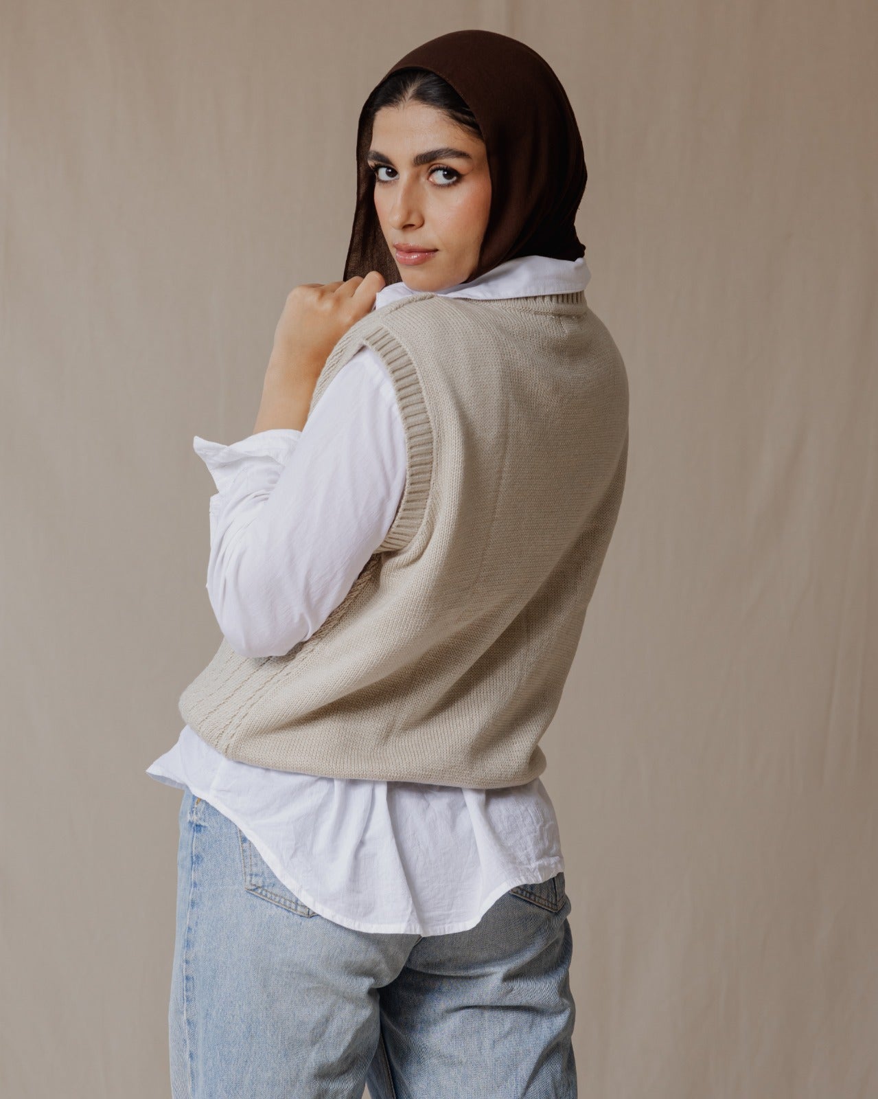Gilet in maglia beige