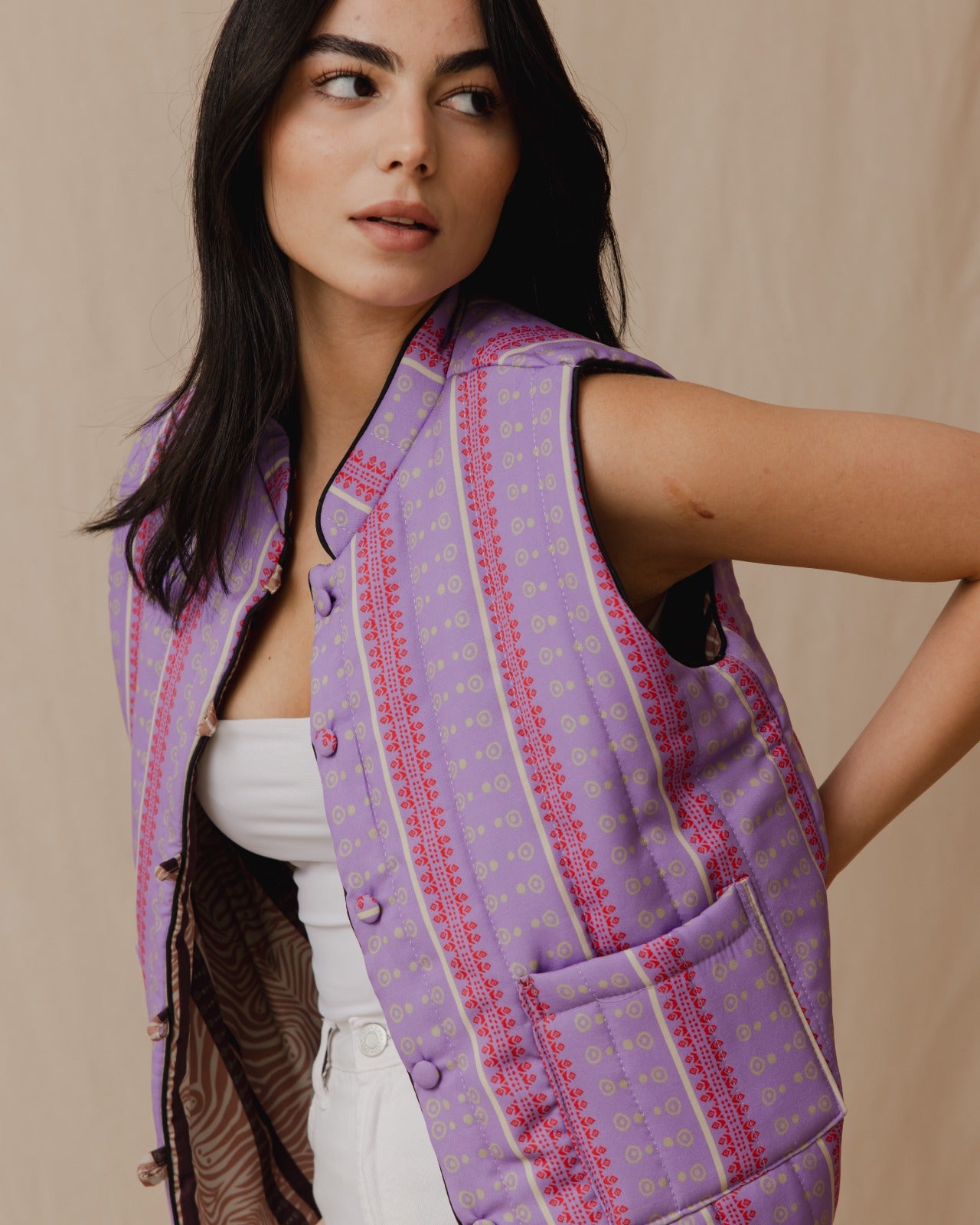 Gilet reversibile Wild Jungle Lilla
