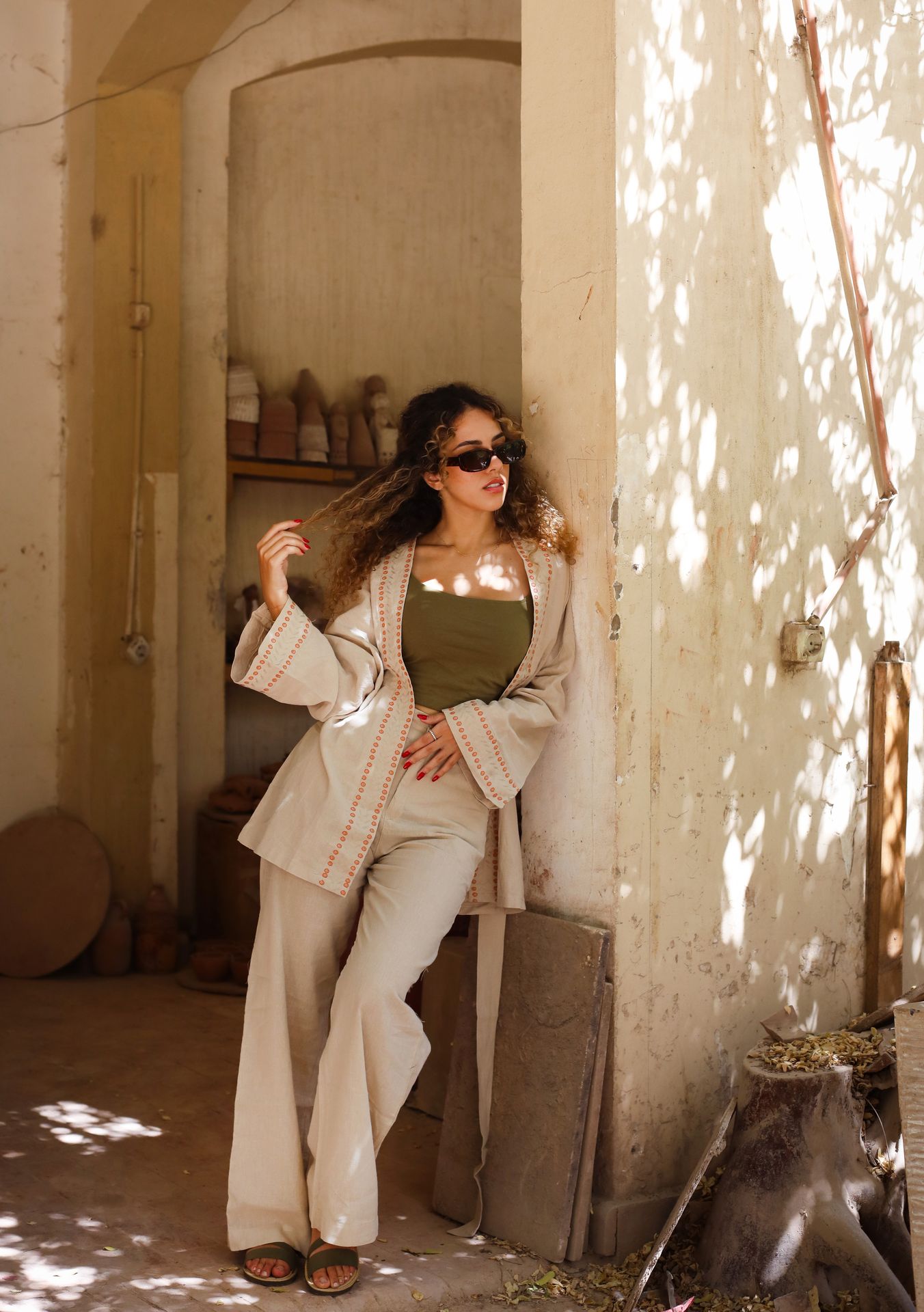 Kimono in lino Gaia Beige