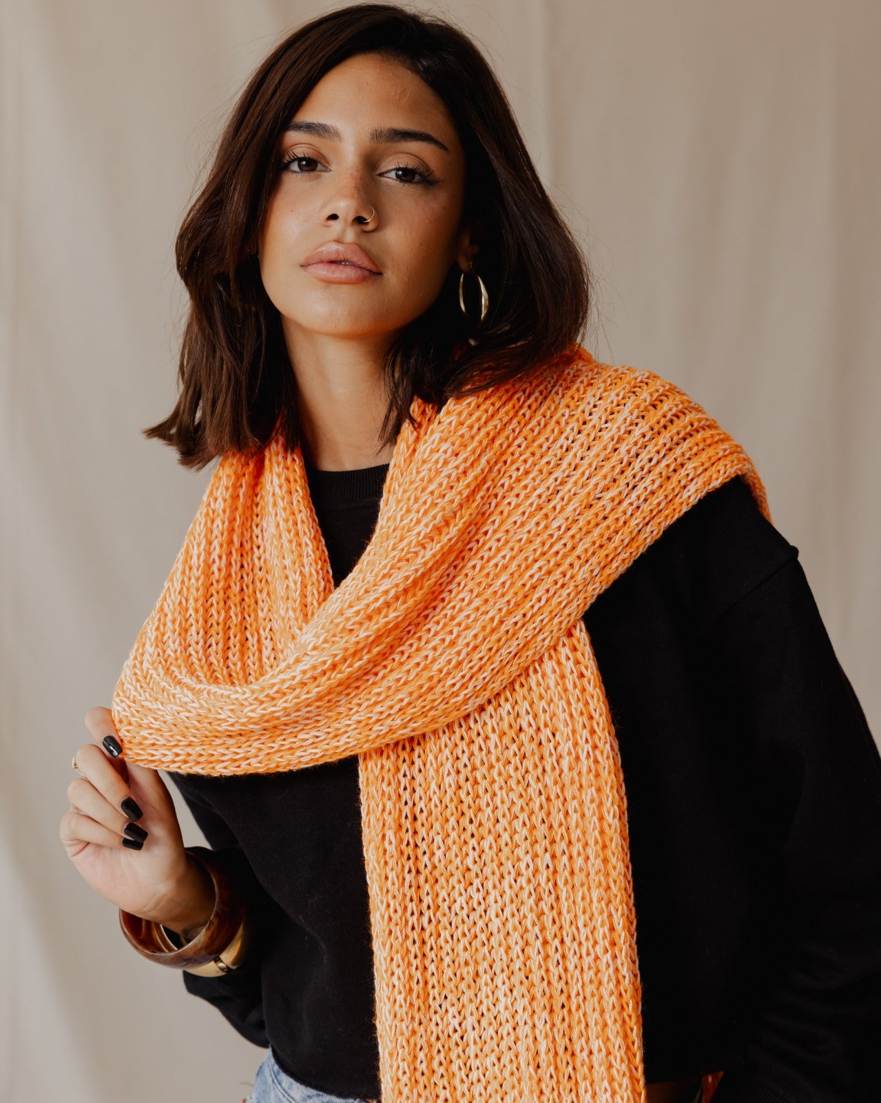 Handgemachter Rand-Fringe-Schal Orange