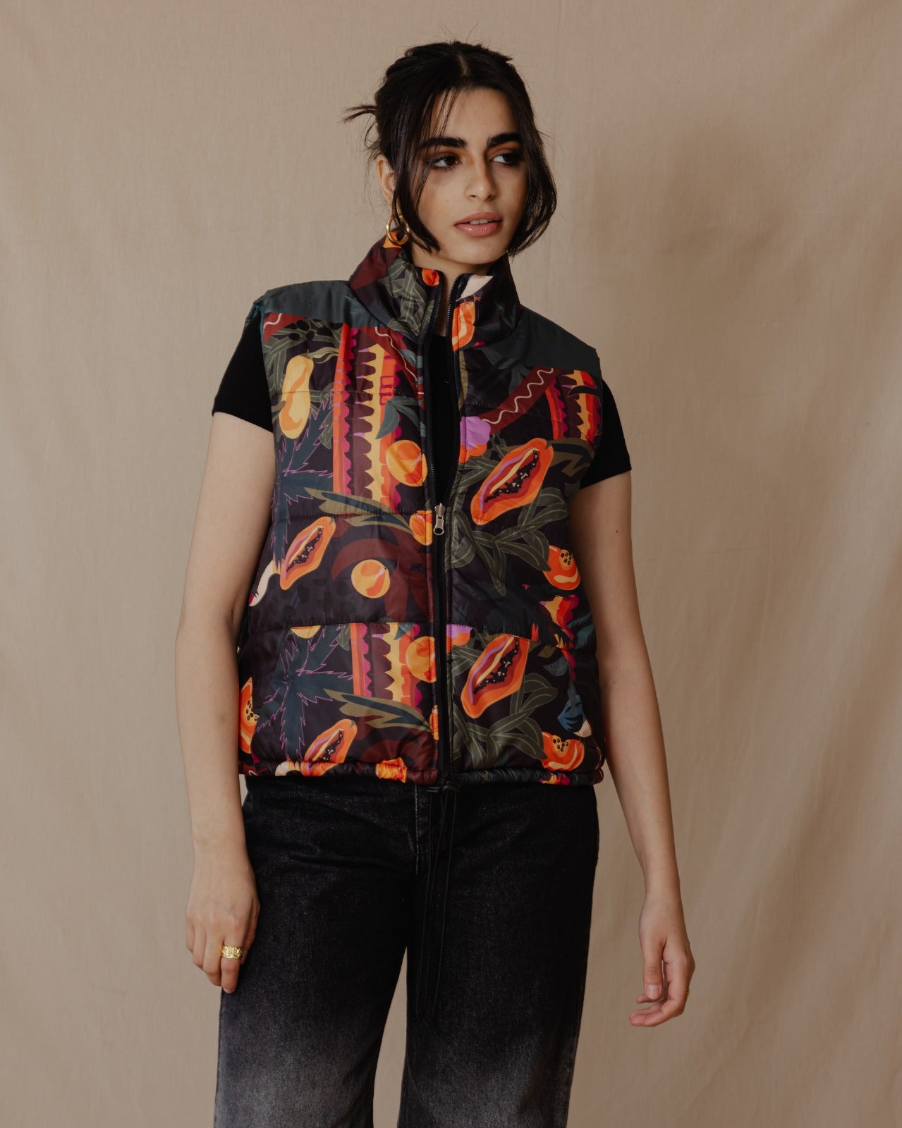 Gilet impermeabile Tropical Feels nero