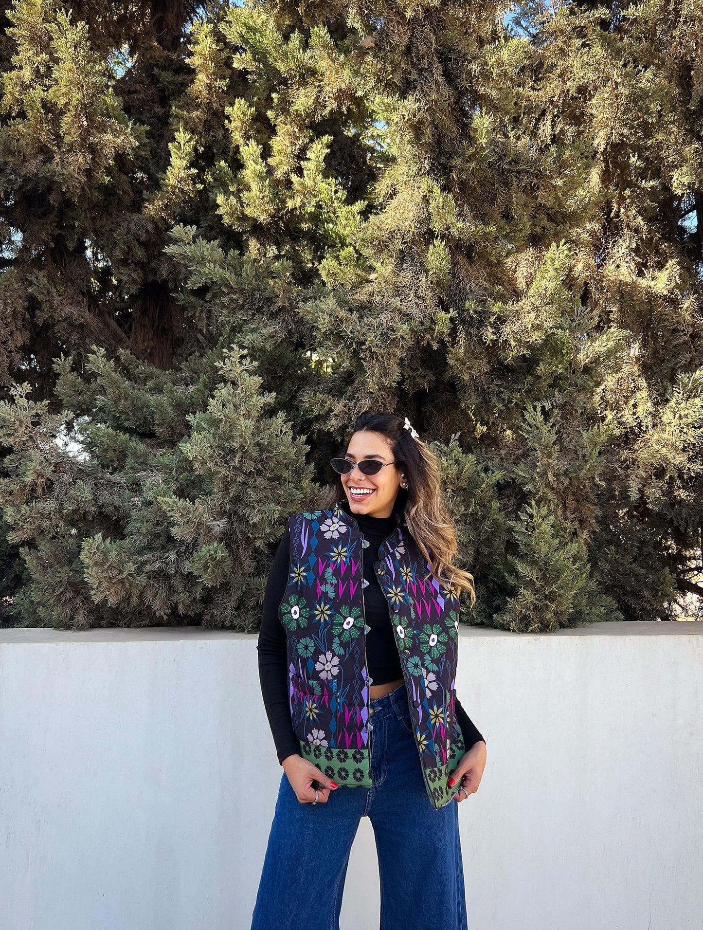 Gilet reversibile Botanical Garden blu navy