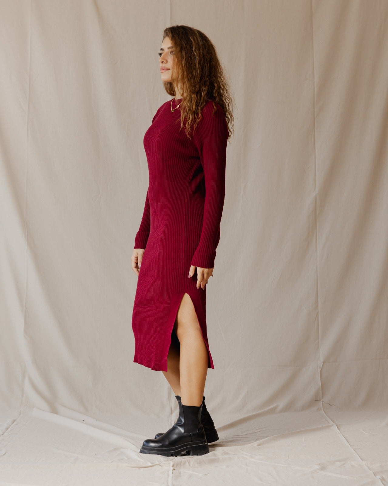 Abito in maglia audace Borgogna