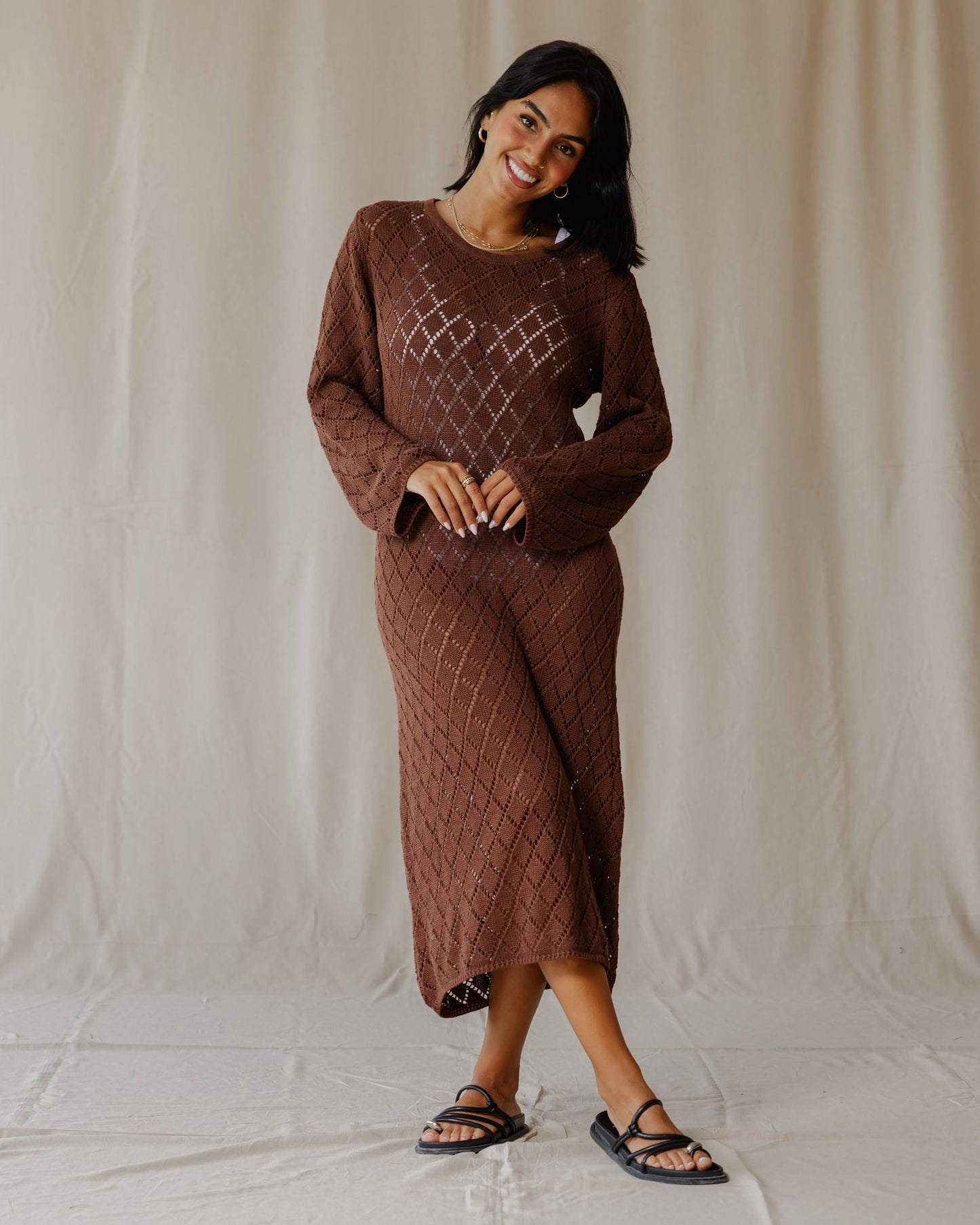 Robe en tricot marron crépuscule