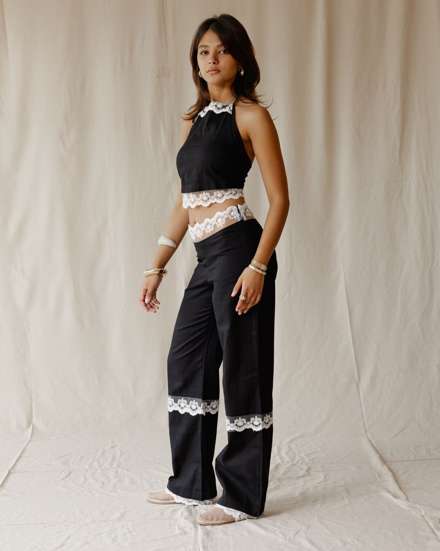 Set di biancheria Bloom in nero