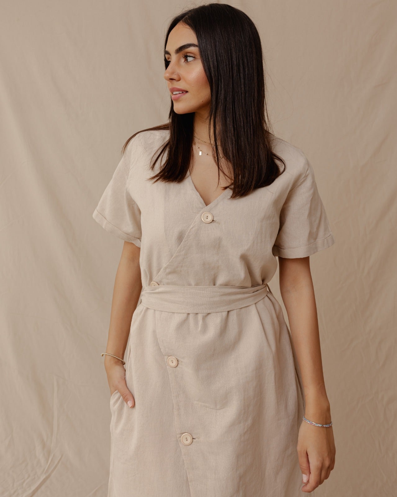 Abito in lino Resort Beige