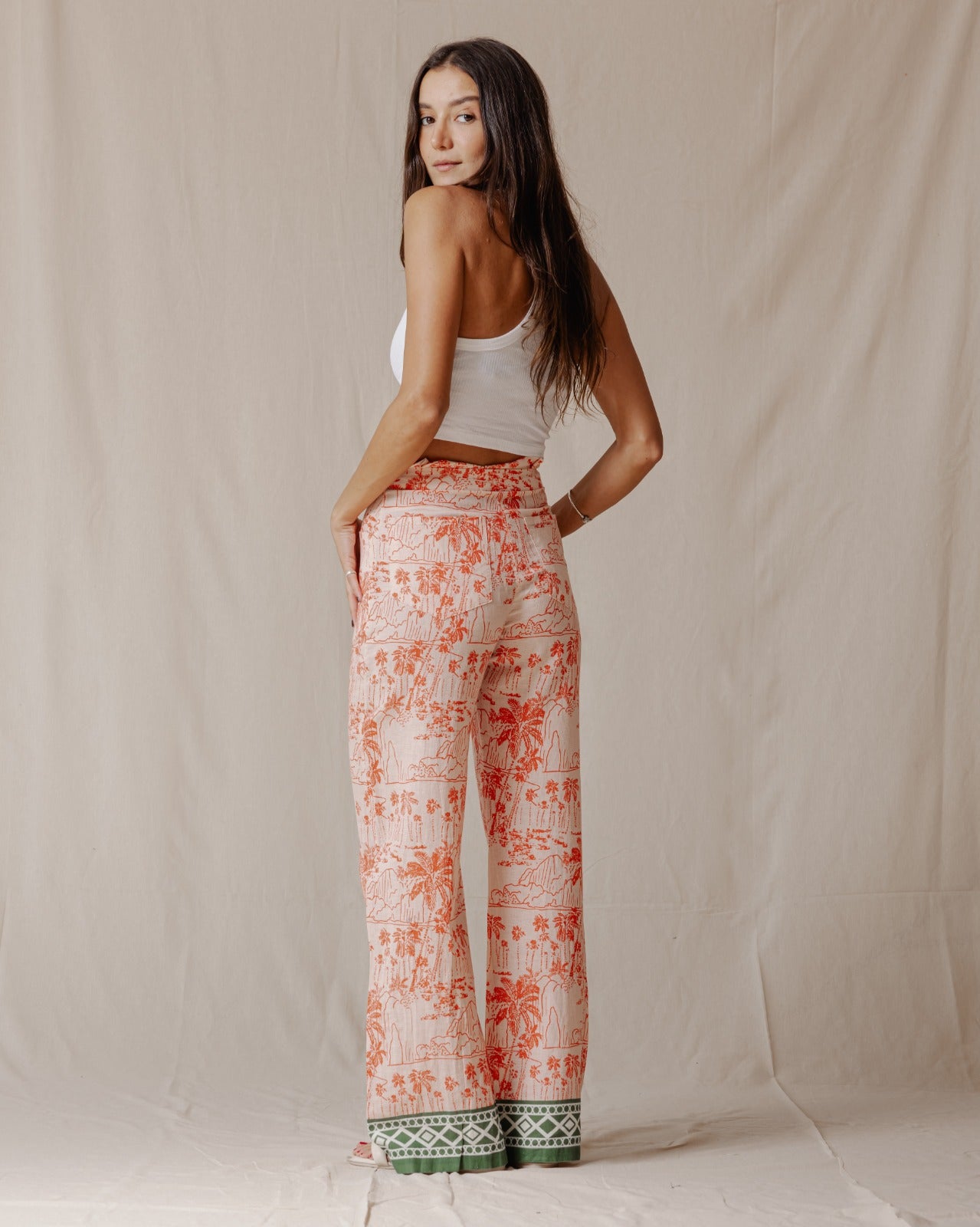 Pantalón Coast Palm Linen Rojo