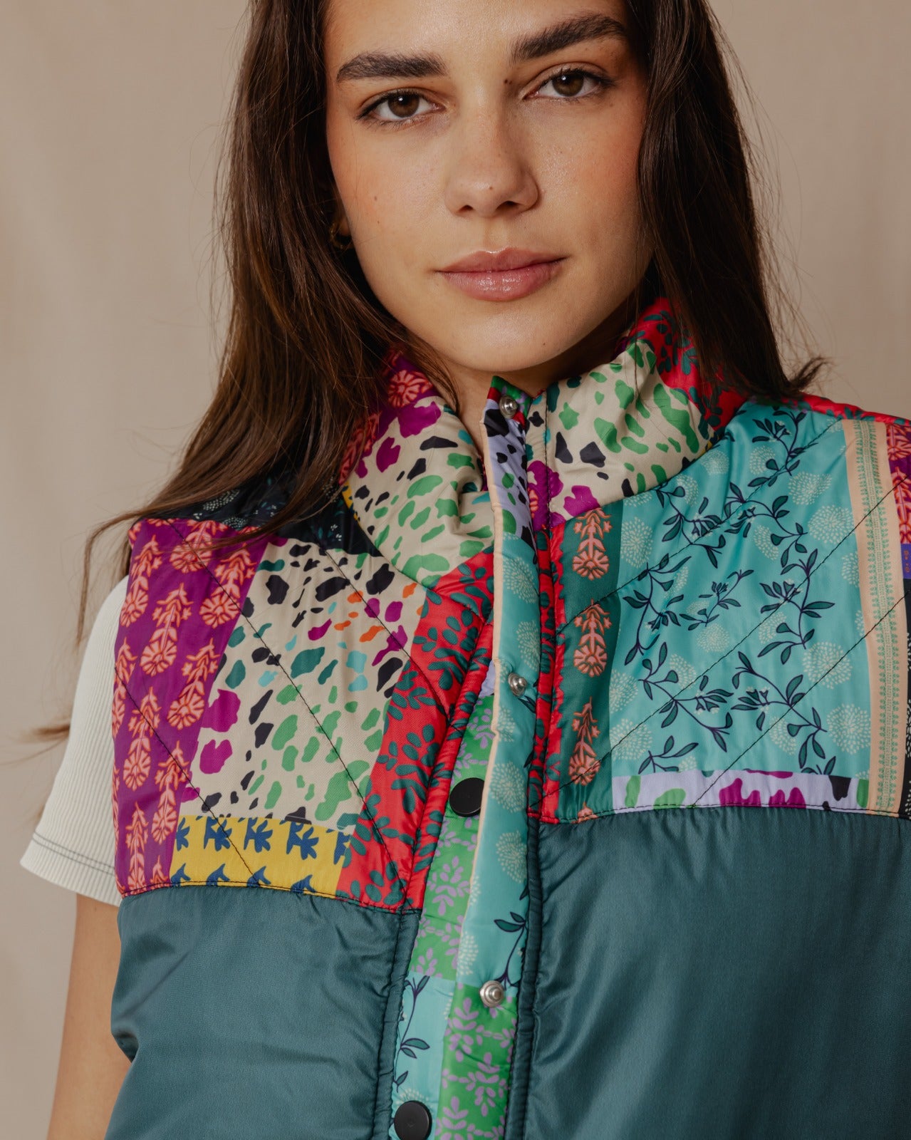 Gilet impermeabile Indian Florals Petrolio