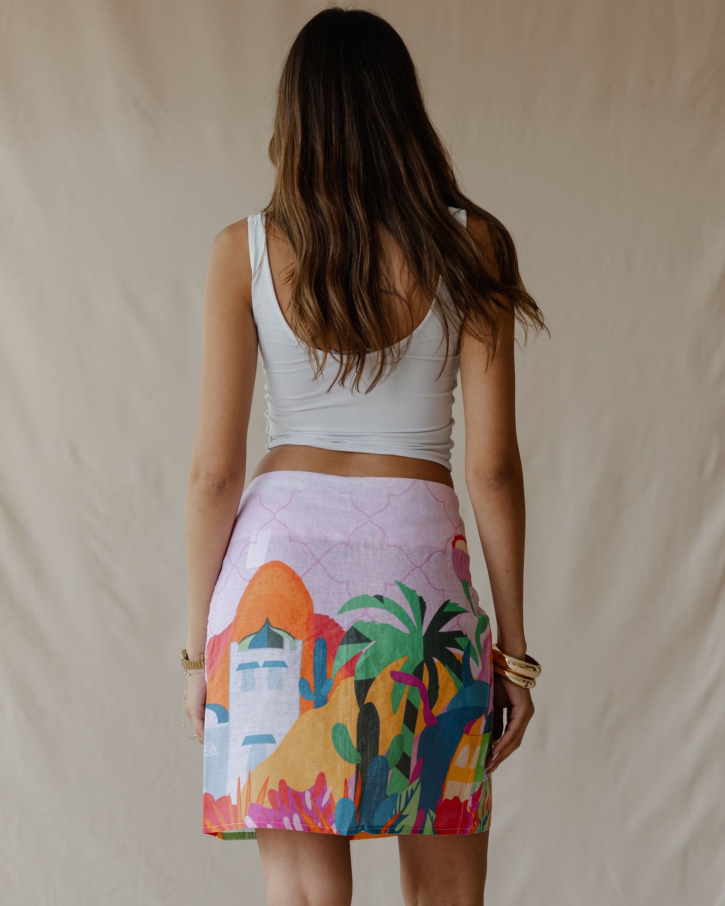 Pink Sunset Oasis Linen Skirt