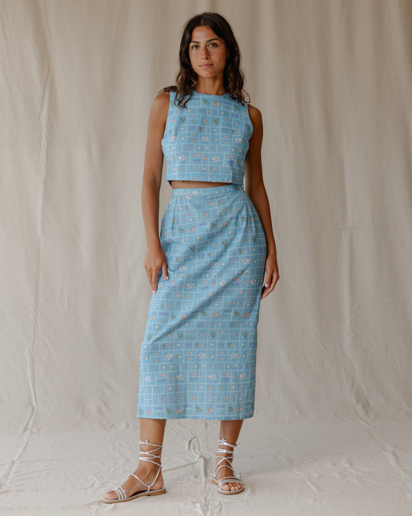 Conjunto de postal de verão azul