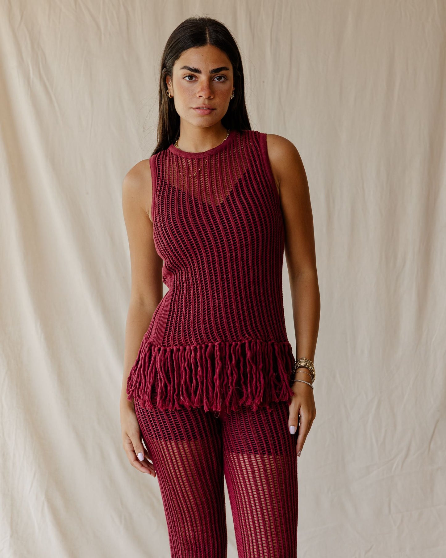 Isla Burgundy Knit Top