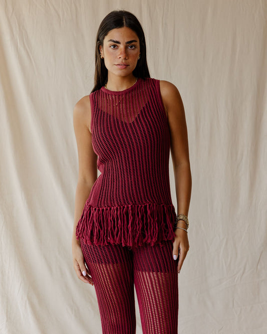 Isla Burgundy Knit Top
