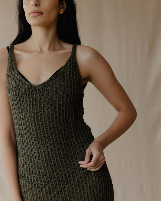 Haven – Olivgrünes Strickkleid