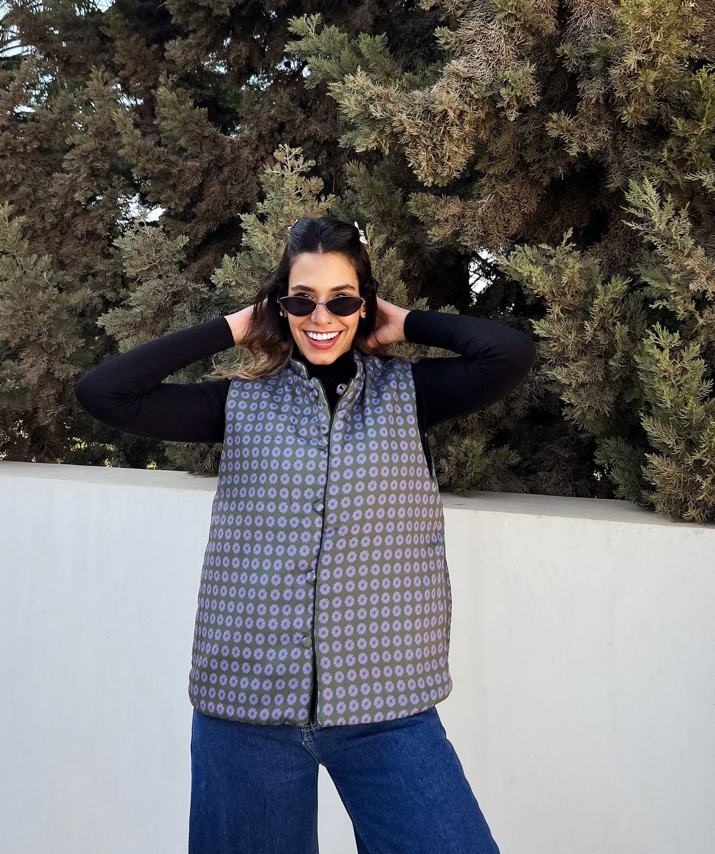 Gilet reversibile Botanical Garden blu navy