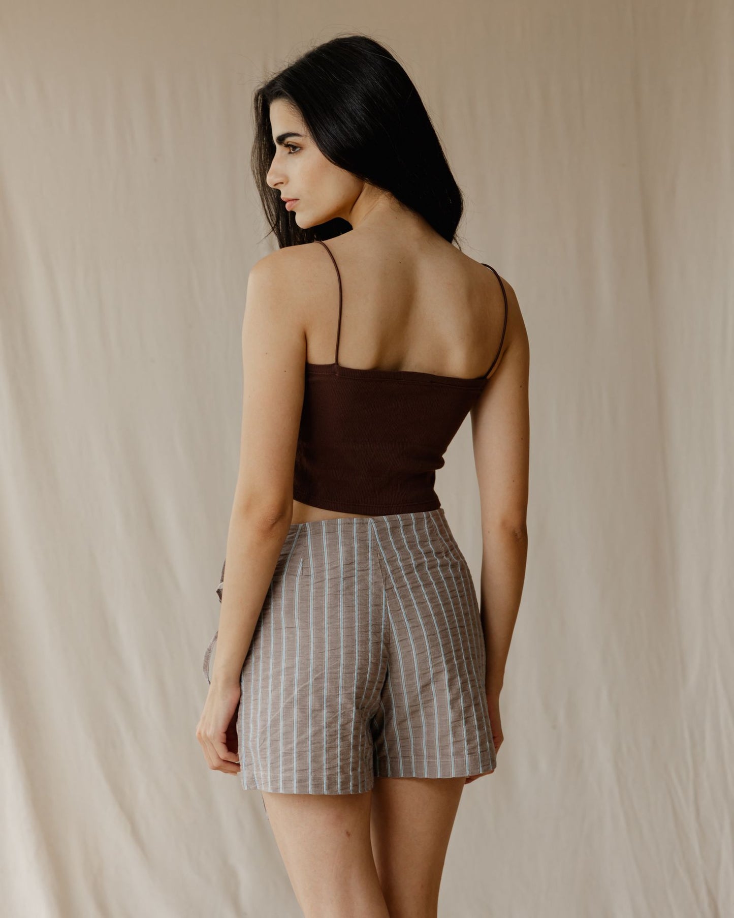 Falda-Pantalón Vichy Marrón