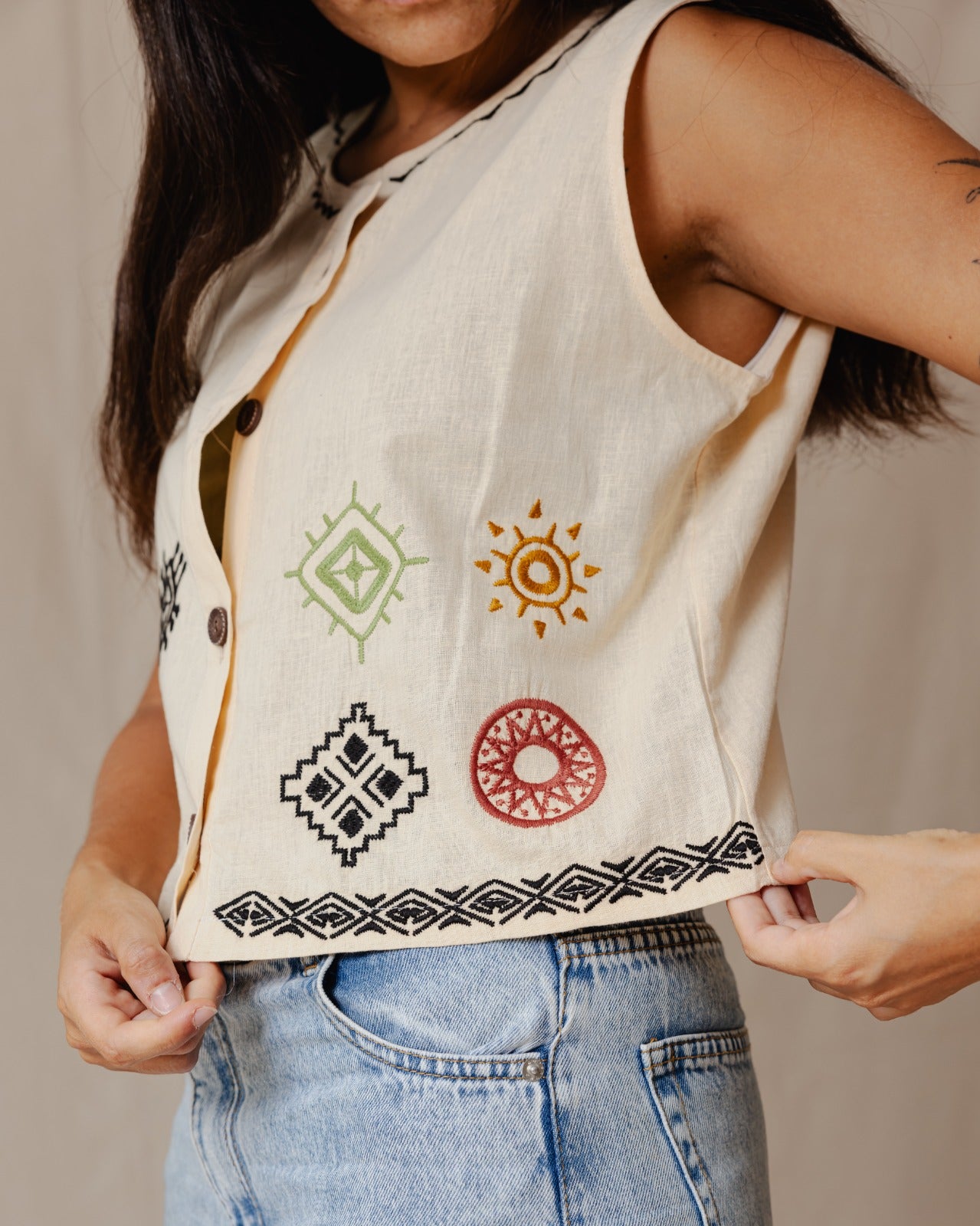 Il gilet Boho Lizard Off-White