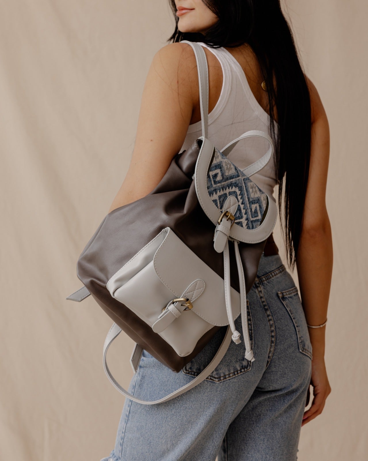 Mochila original gris x azul
