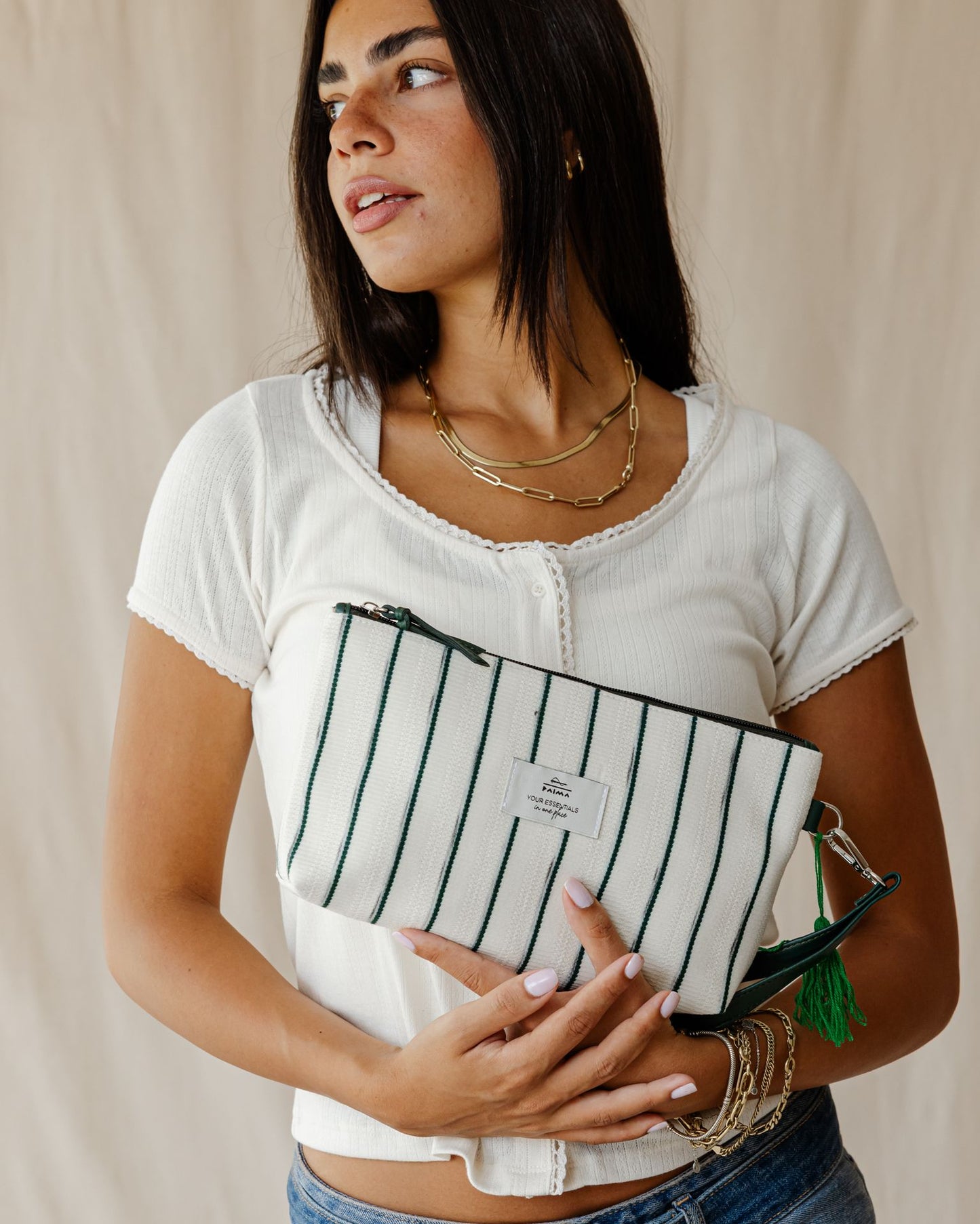 White Striped Clutch