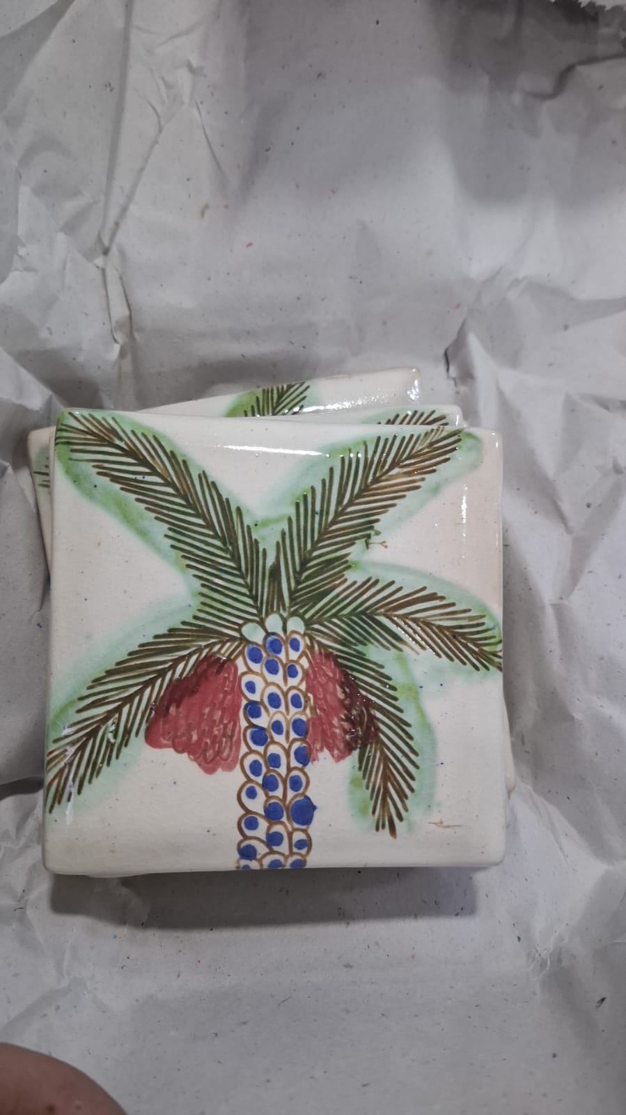 Handmade Ceramic Palm Tree Tile
