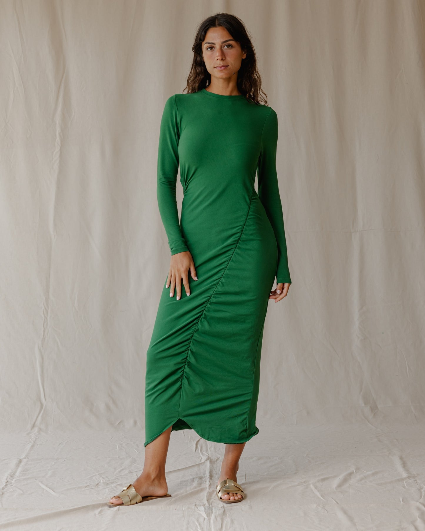 Abito arricciato in verde