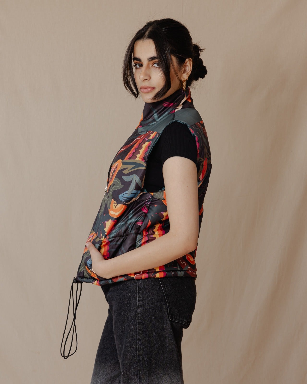 Gilet impermeabile Tropical Feels nero