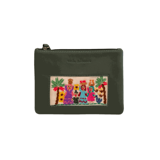 Monedero de Piel con Cremallera Fellahy - Verde