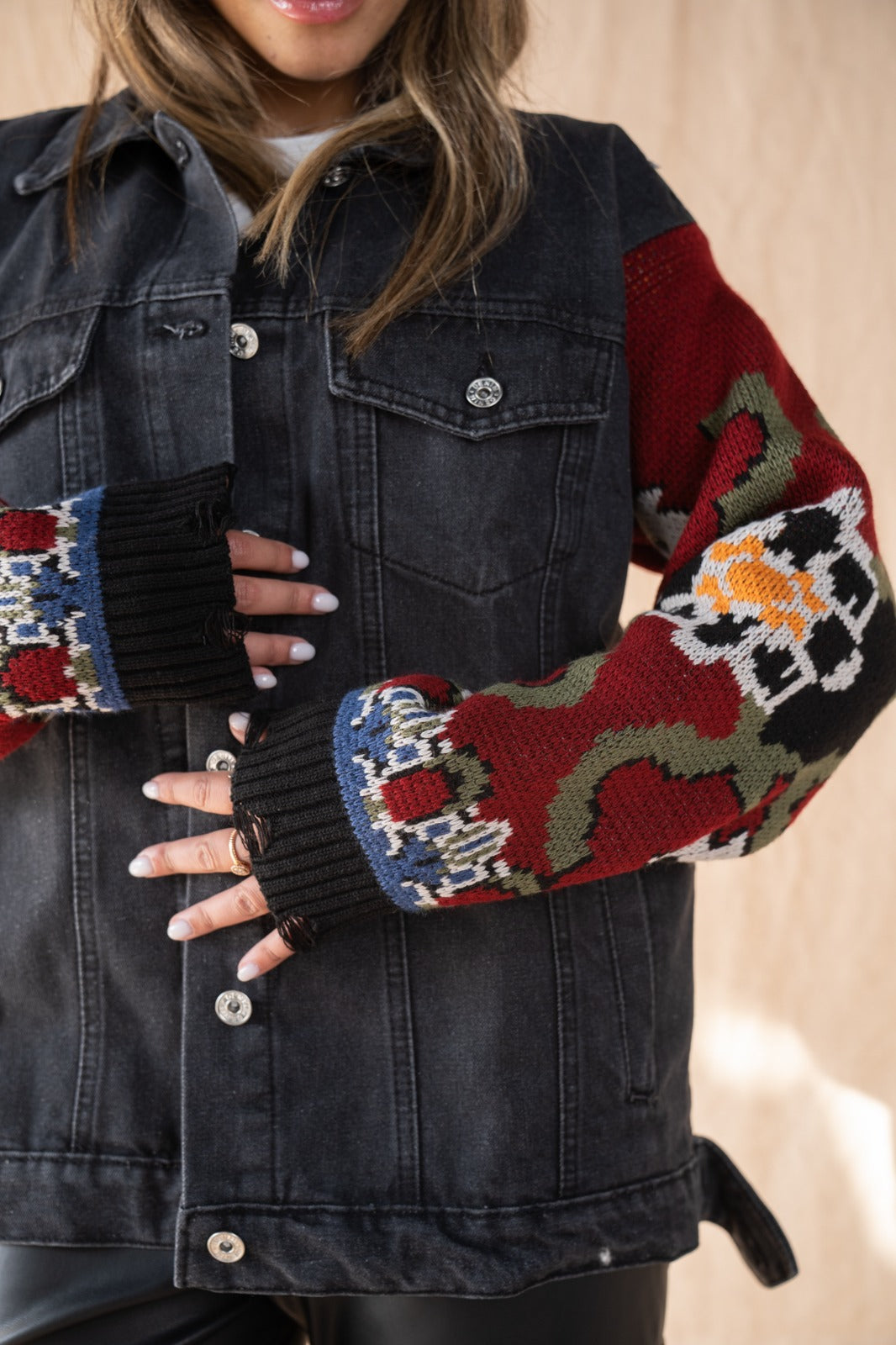 Veste en jean noire Kolaje