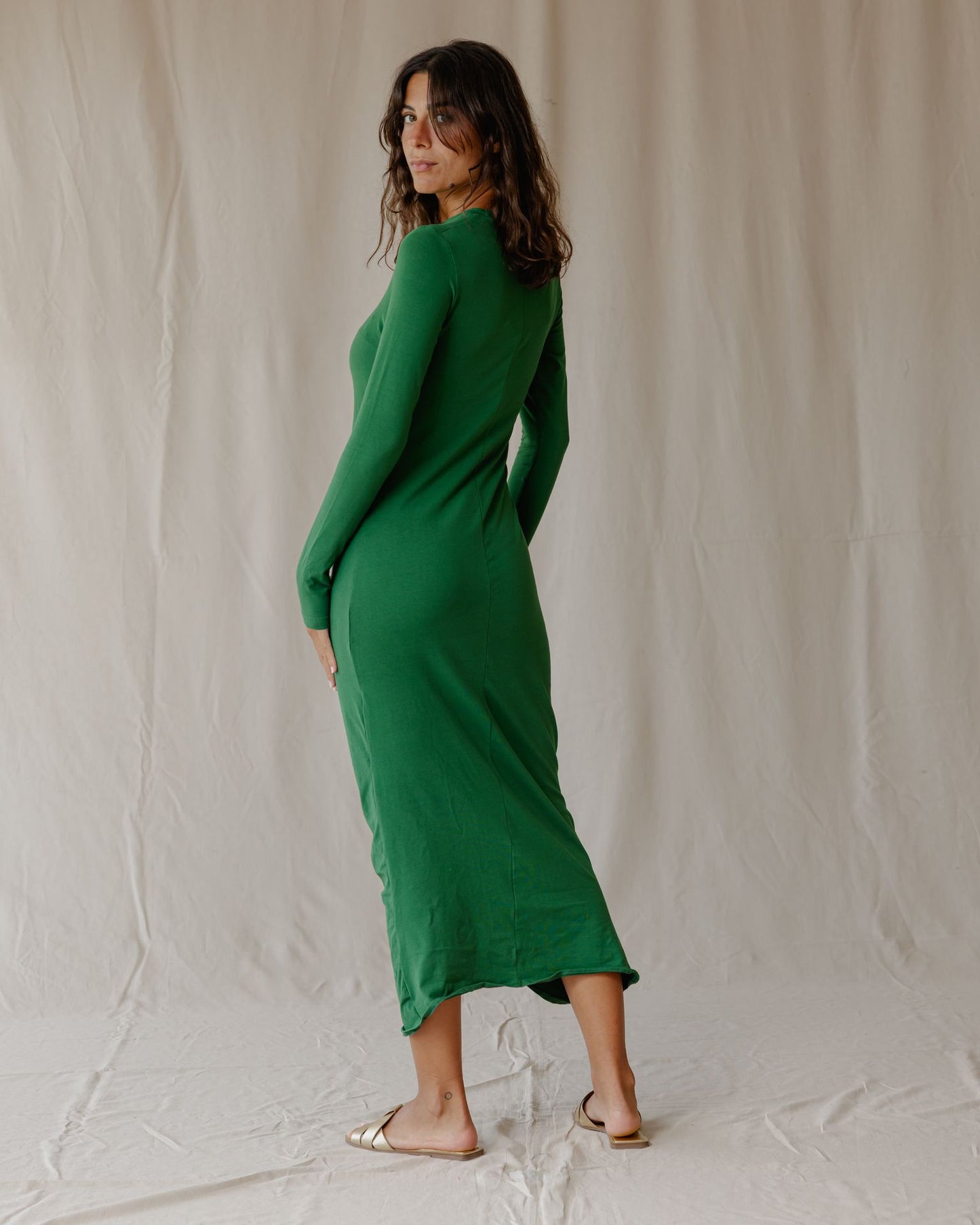 Abito arricciato in verde