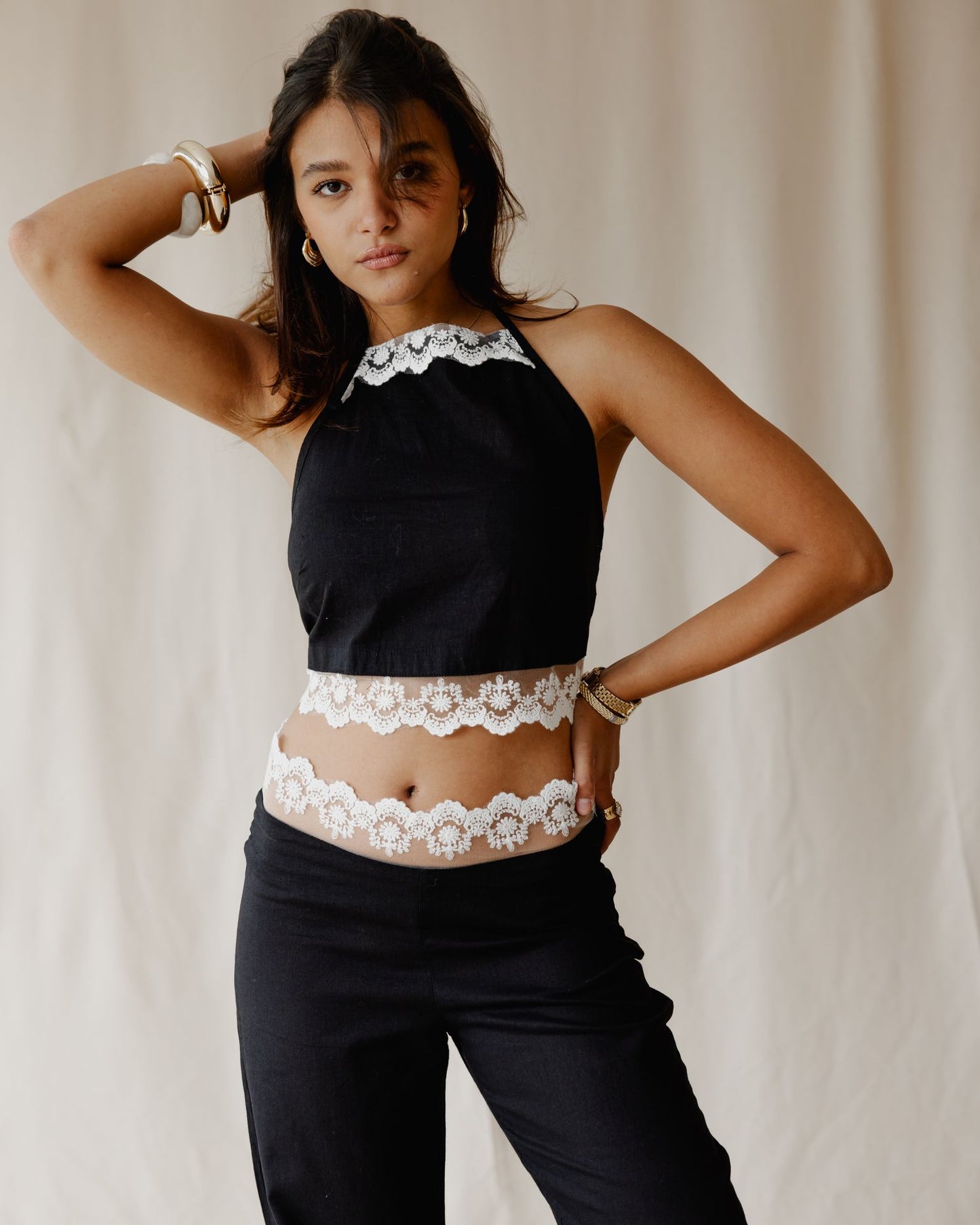 Set di biancheria Bloom in nero