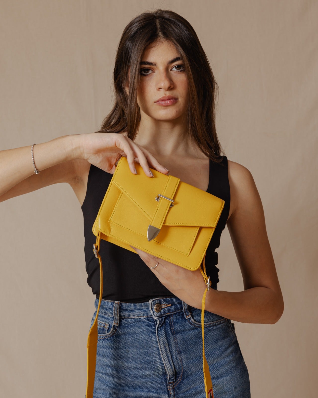 Bolso bandolera Town color mostaza