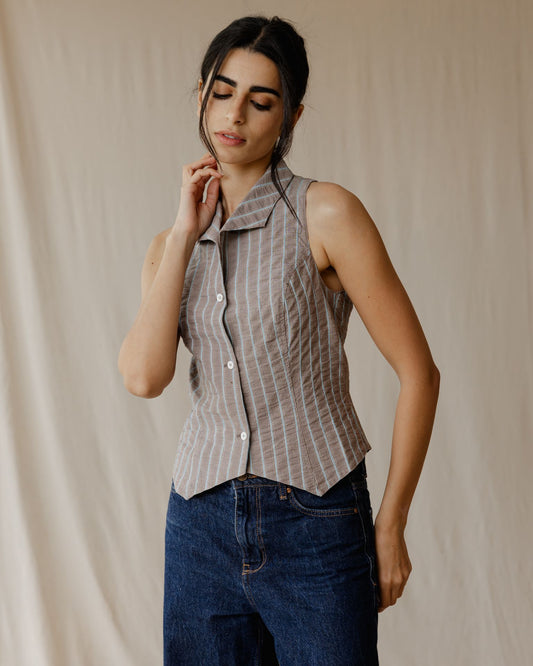 Camisa Kyoto Marrón Polvoso a Cuadros Gingham