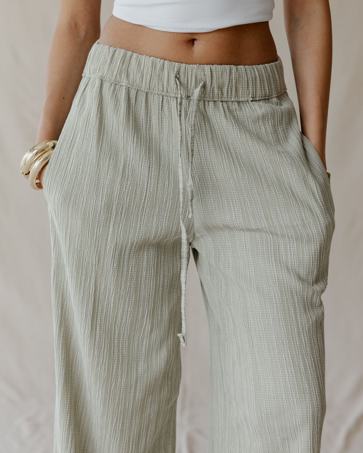 Soft Flow Baumwollhose Salbeigrün