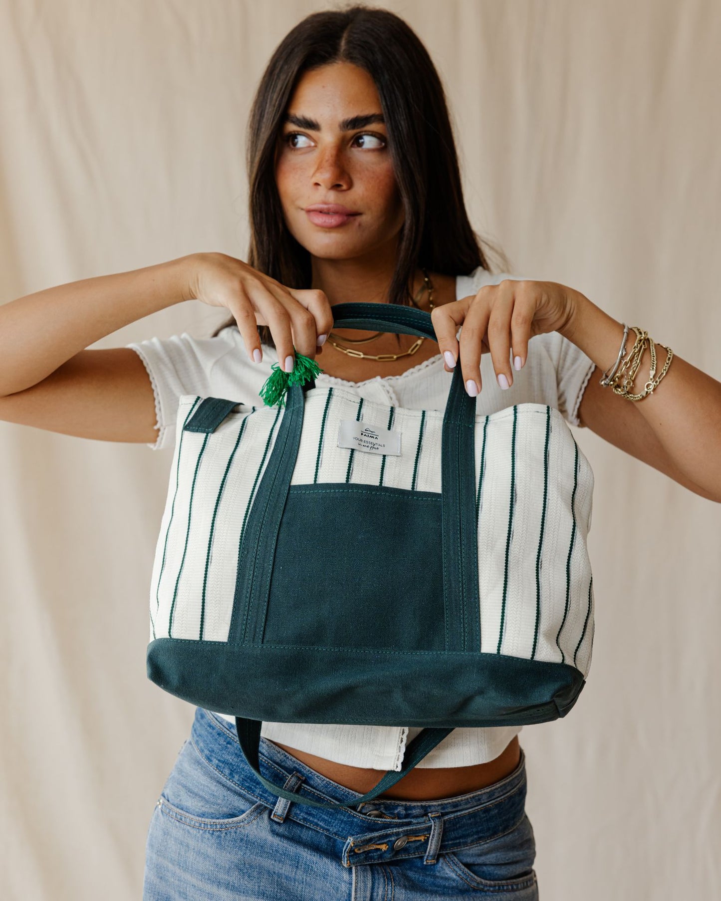 White Striped Cross Bag