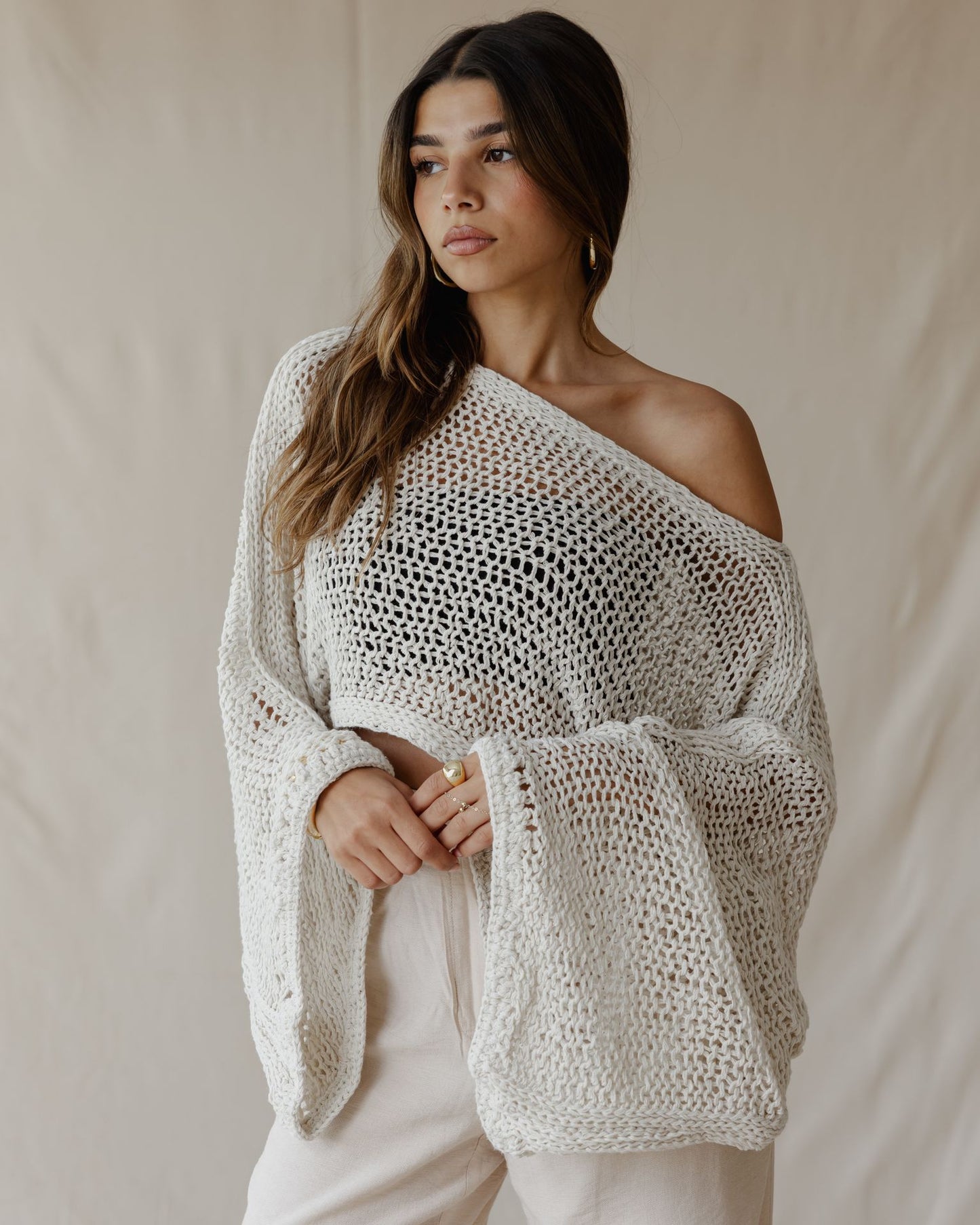 Overlay Crochet Top Off-White