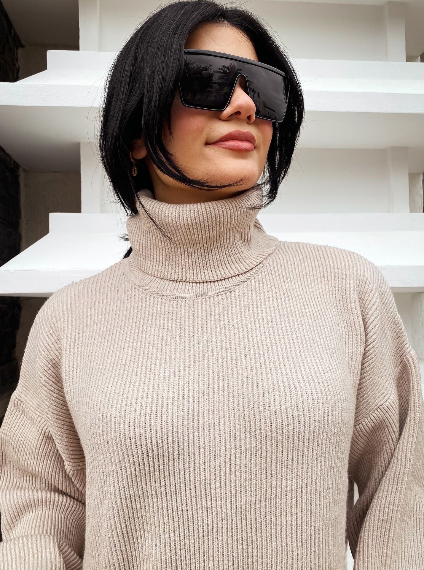 Abito caldo in maglia beige