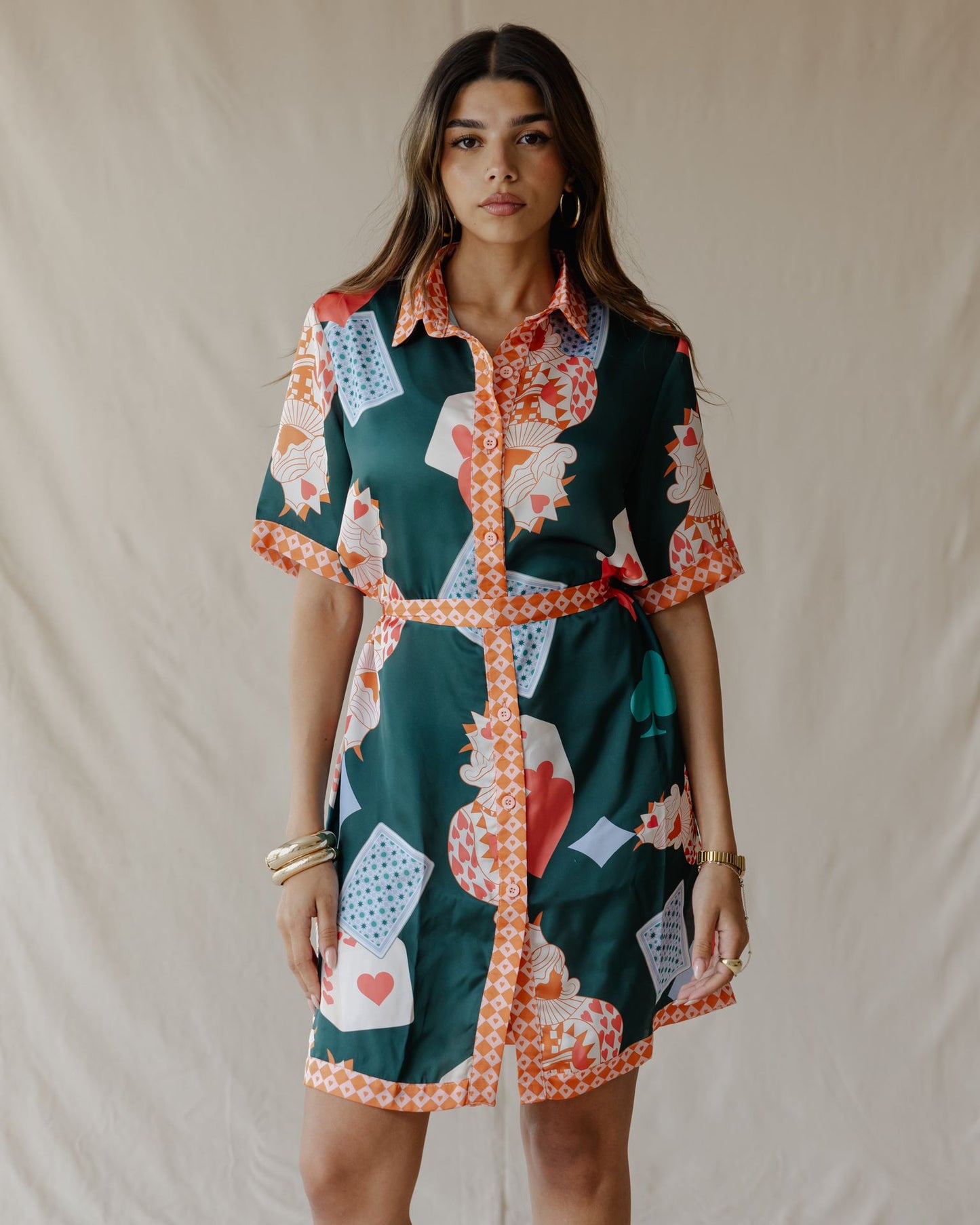 Abito camicia in raso Hearts On Deck