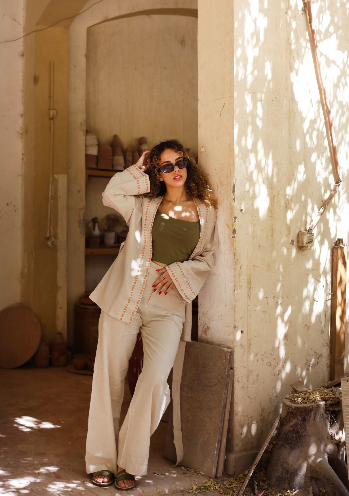 Kimono in lino Gaia Beige