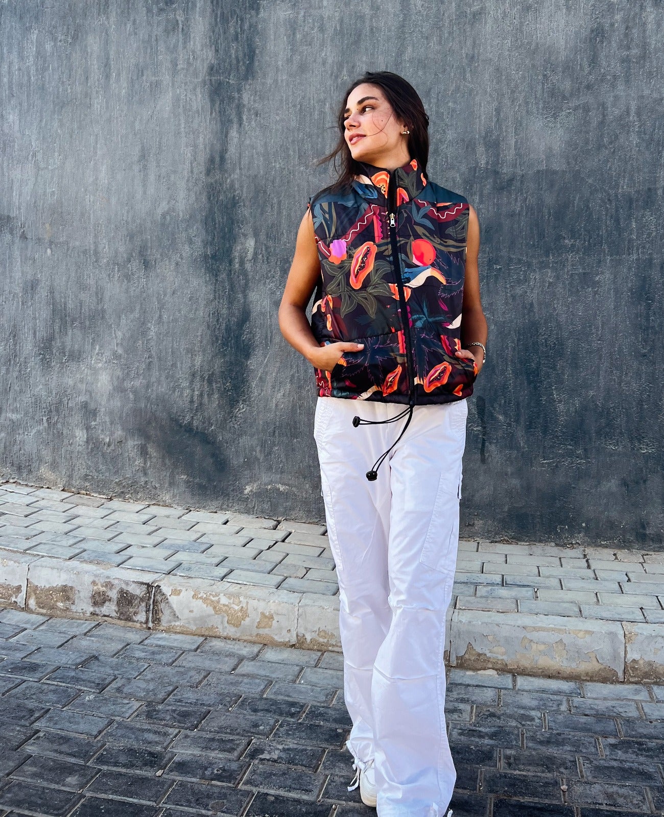 Gilet impermeabile Tropical Feels nero