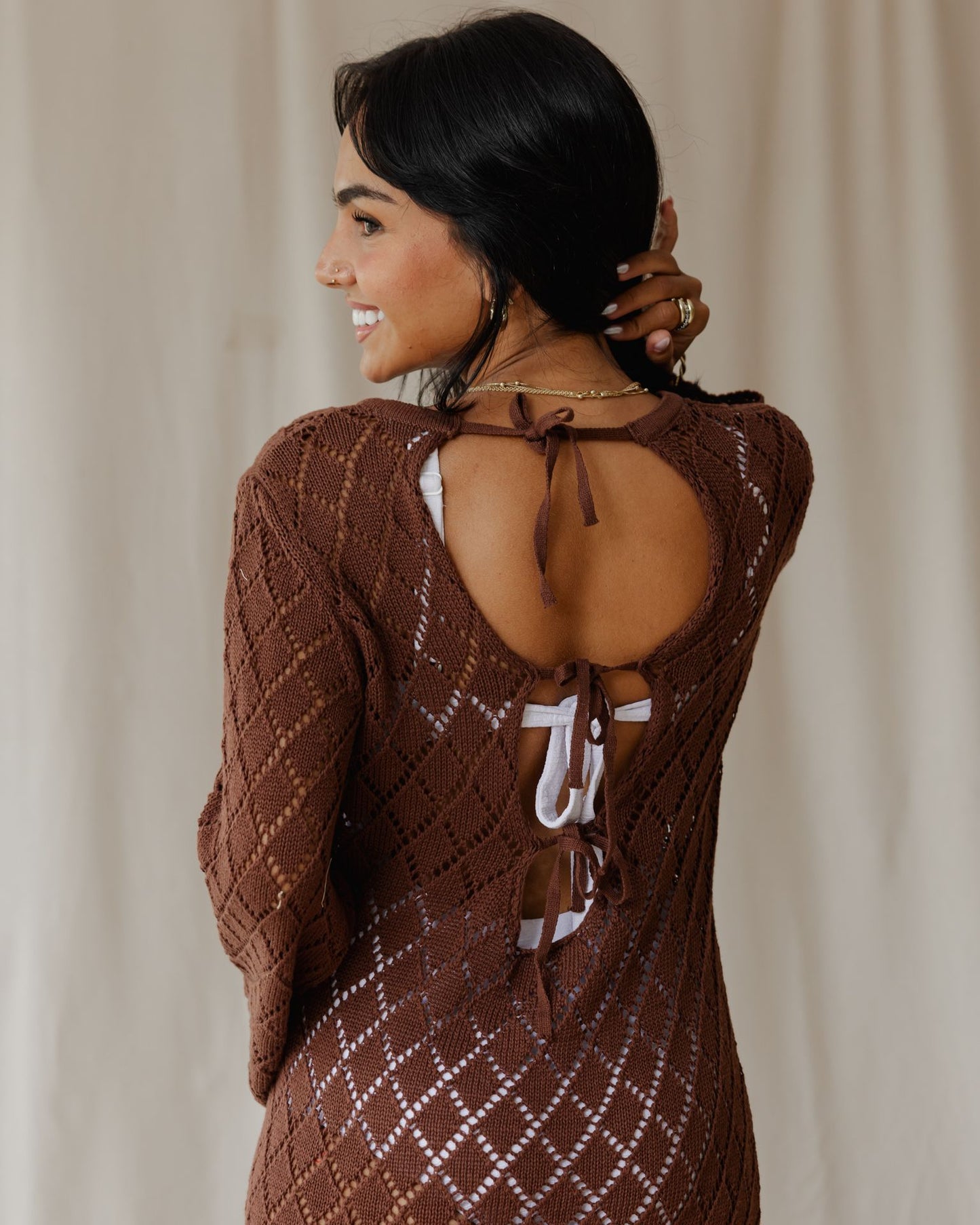 Robe en tricot marron crépuscule