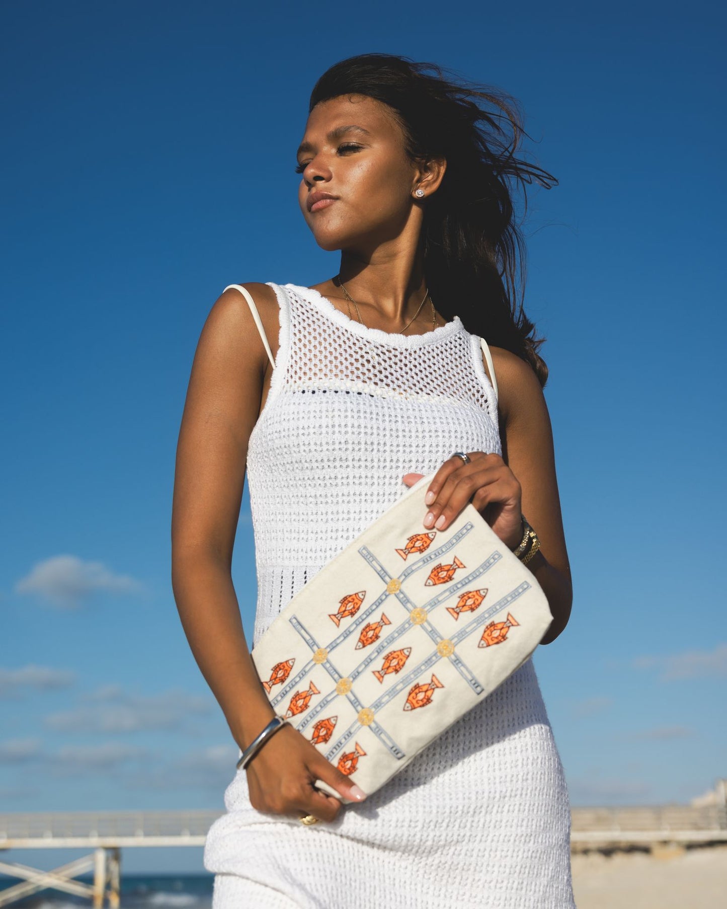 Tide & Thread Embroidered Pouch