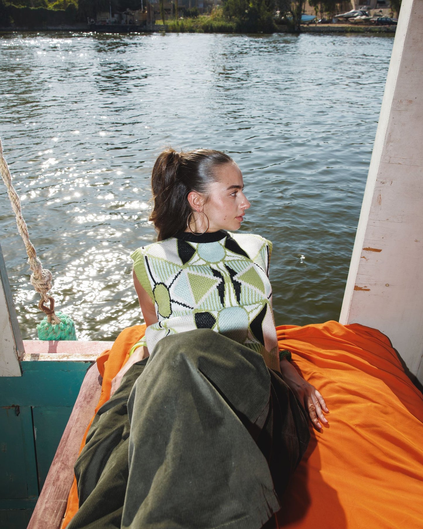 Green Retro Kaleido Knit Vest