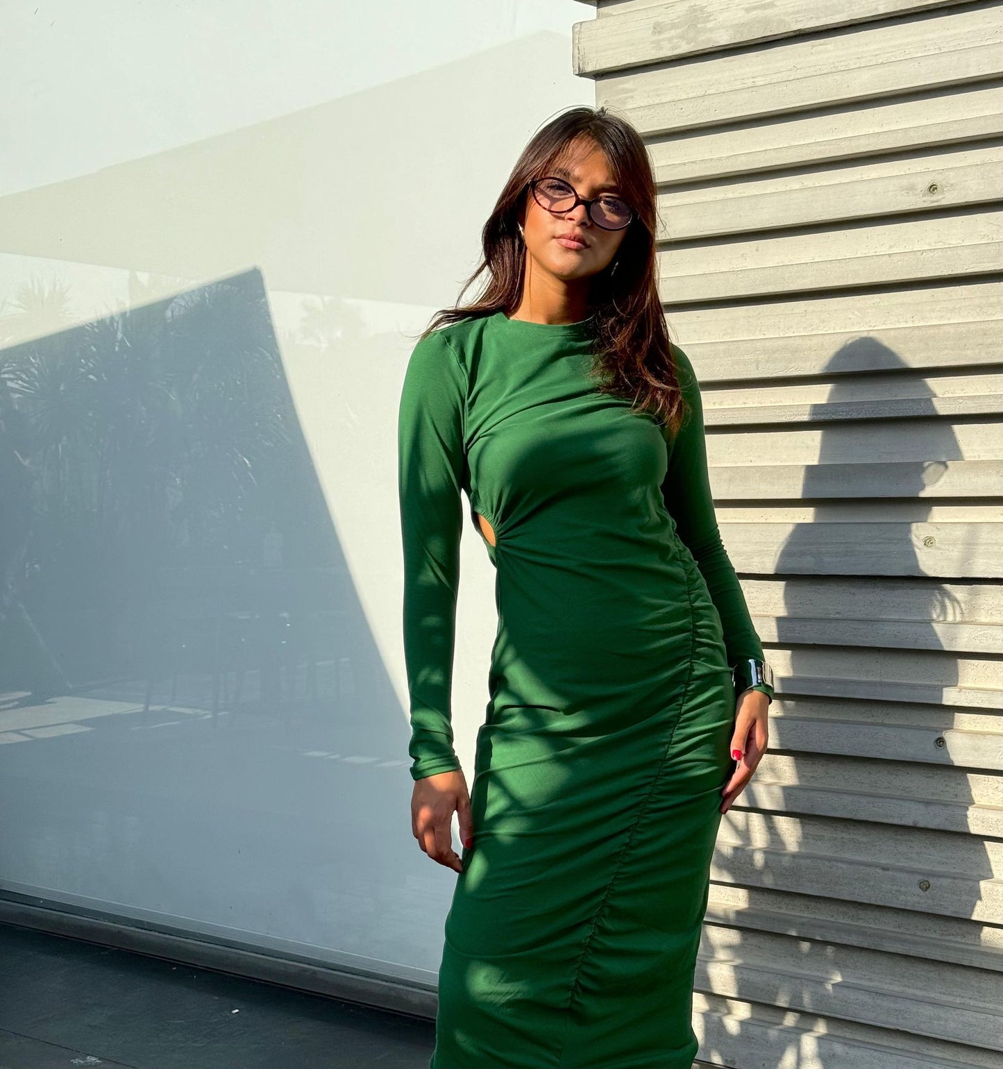 Abito arricciato in verde