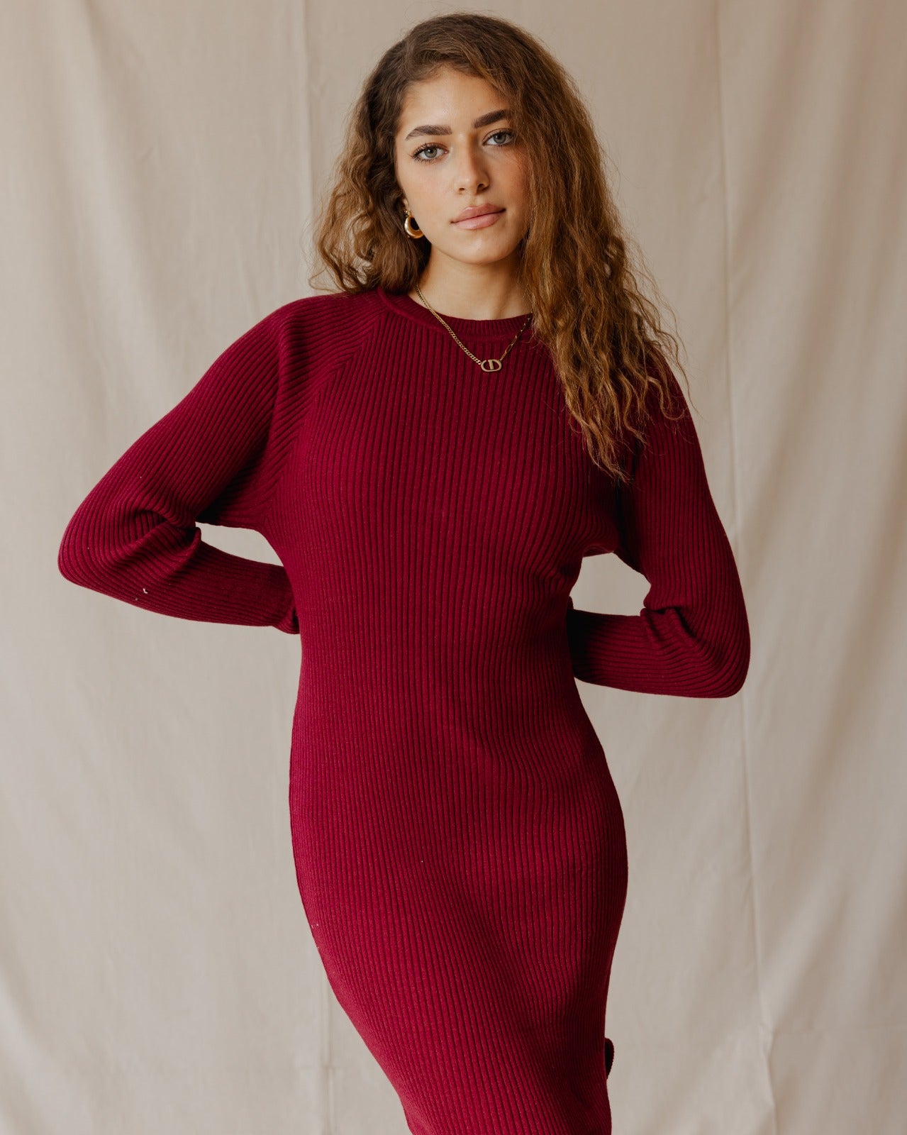 Abito in maglia audace Borgogna