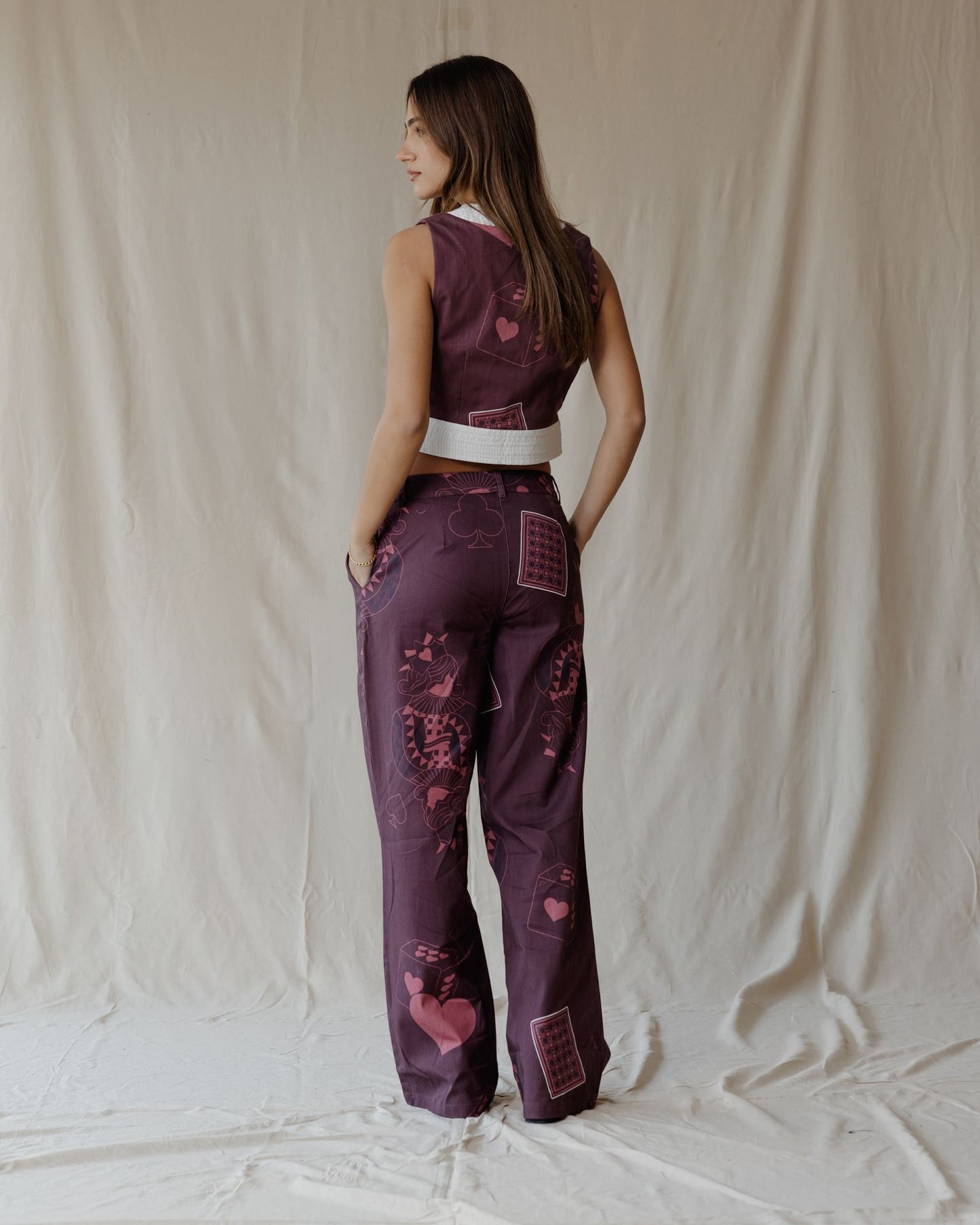 Conjunto Burgundy Hearts on Deck