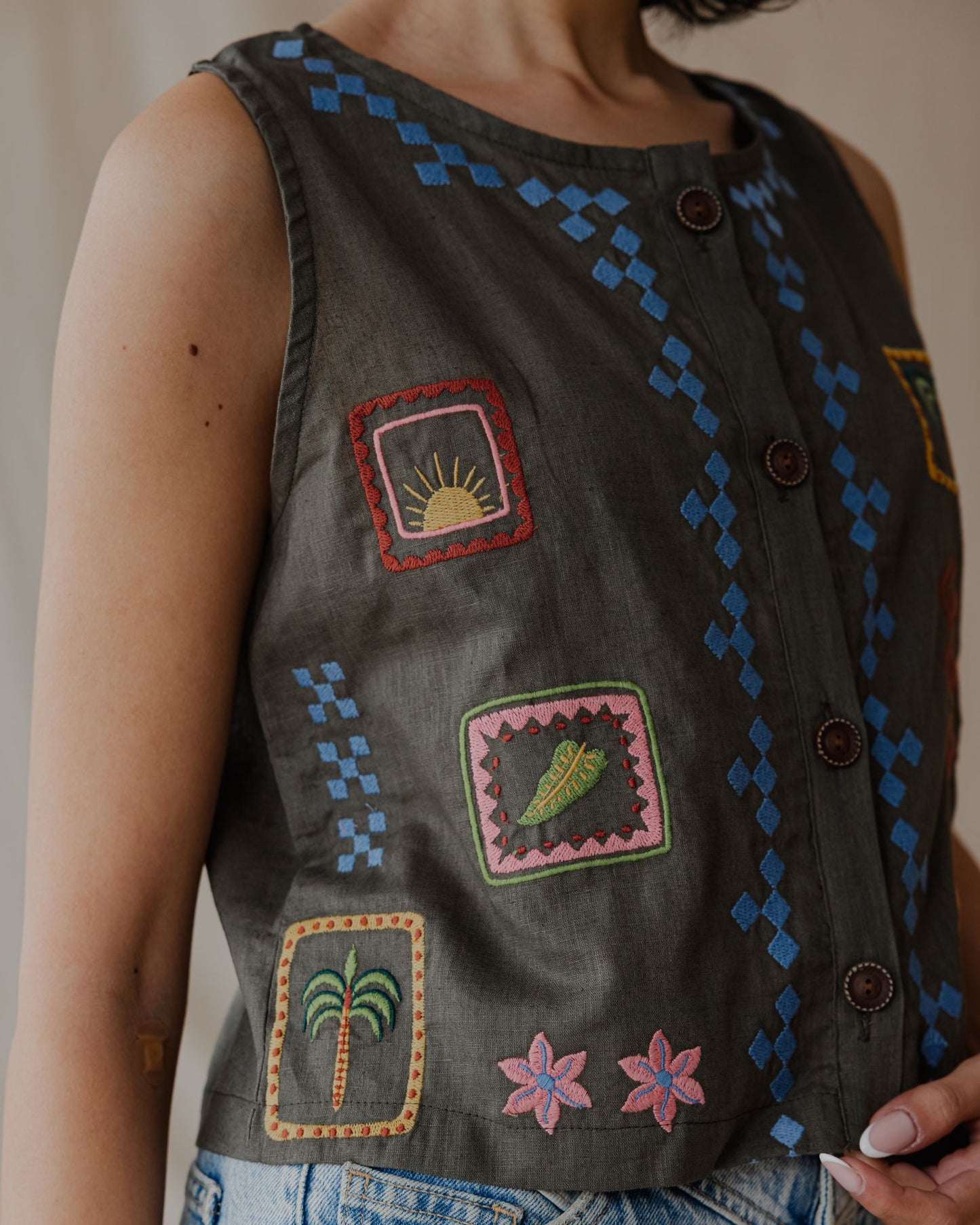 Gilet Tropical Threads Oliva