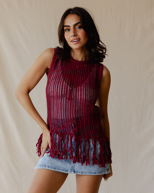 Isla Burgundy Knit Top