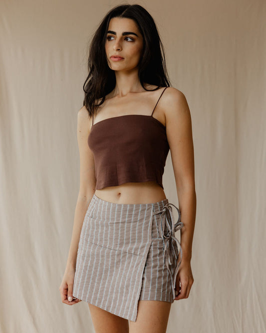 Falda-Pantalón Vichy Marrón